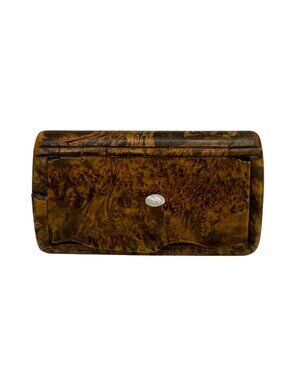 Antique 1830s Burl Wood Snuff Box w/ Mother Of Pearl Inlay Handmade Collectible